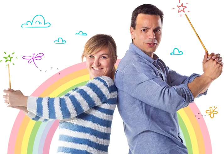 La magia del reciclaje es uno de nuestros espectáculos para colegios de Manu y Alex